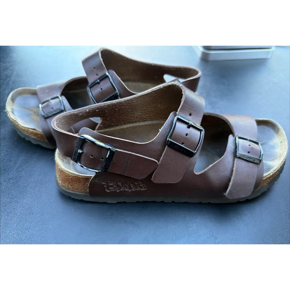 Birkenstock Milano Big Buckle High Shine Brown Leather SZ 39 55 250 L8 M6 Shoe